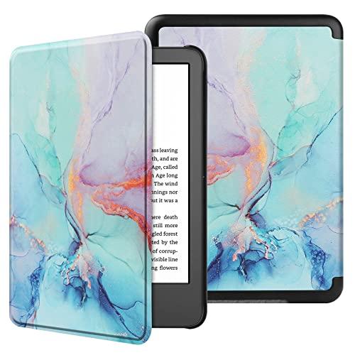 VOVIPO Custodia protettiva Slimshell per nuovissimo Kindle 6 pollici 2024/2022,Cover Leggera con Auto Sveglia/Sonno-Marble Blue
