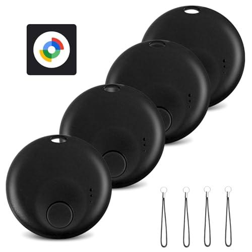 Android Smart Tracker Tag, Localizzatore Android Compatibile “Google Funzioni Trova” (Solo Android), Trova Oggetti e Chiavi/Bagagli/Portafogli/Valigia, Batteria Sostituibile (4 nero)