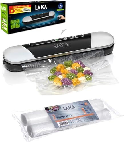 Sigillatrice a caldo e macchina sigillatrice sottovuoto per alimenti LAICA VT3205 con fornitura 2 extra di sacchetti - Design compatto, conservabile in un cassetto