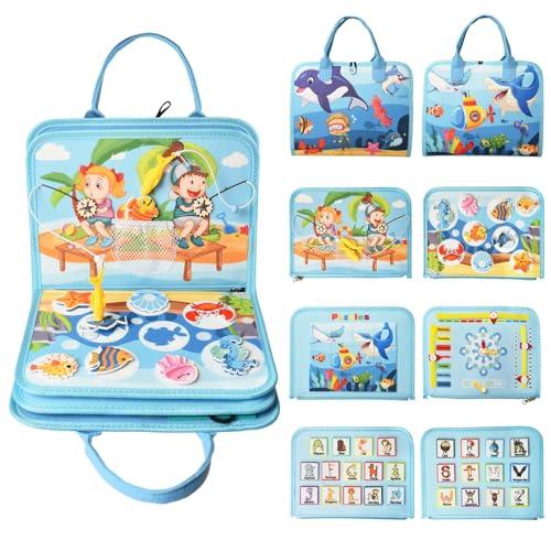Achiyway Giochi Montessori 1 2 3 4 Anni, Educativi Busy Board per Bambini, Giocattoli Sensoriali con Tema Spaziale, Vestire Il Gioco, Giochi di Tessitura, Cerniere e Fibbie, Regalo per età tra 1 e 4