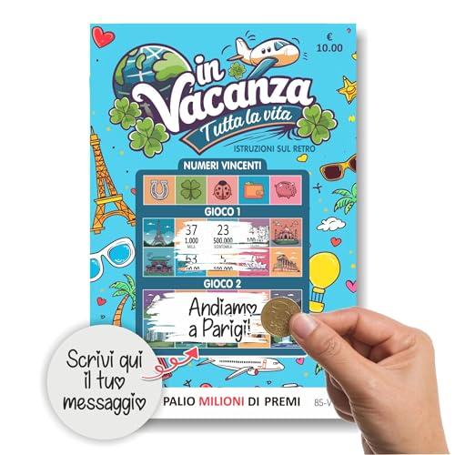 Biglietto Viaggio Sorpresa gratta e vinci Buono viaggio regalo personalizzato per viaggiatori Regalo coppia per viaggio aereo nave crociera per Compleanno Anniversario San Valentino Natale (con busta)