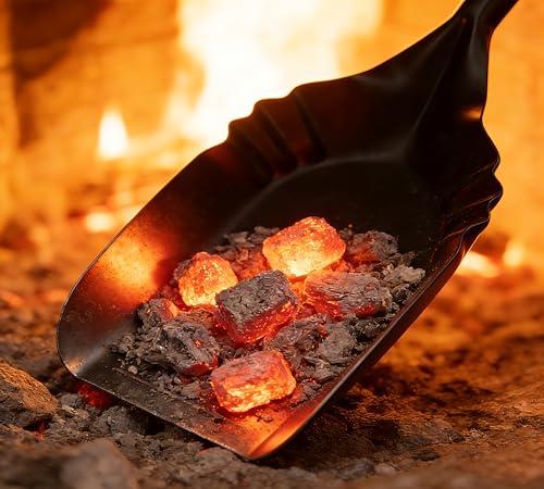 Kingson Grande pala da camino – 40,5 x 12,7 cm – robusta paletta per carbone e cenere, in acciaio nero con design resistente alle fuoriuscite