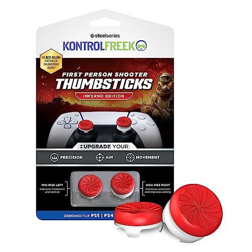 KontrolFreek FPS Freek Inferno per Playstation 4 e Playstation 5 - levette per le prestazioni - 1 a vita alta - 1 a vita media - Rosso/Bianco