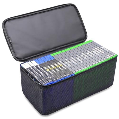 sisma Custodia giochi per riporre e organizzare 23-27 dischi di gioco, Custodia compatibile con giochi PS5 XBOX PS4, Custodia da viaggio