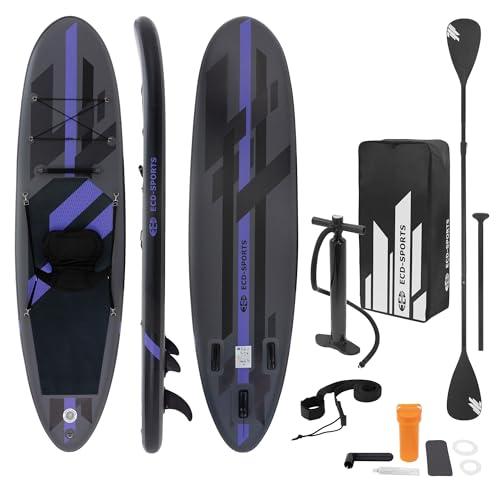 ECD Germany - Tavola da SUP gonfiabile con sedile da kayak, 320 x 82 x 15 cm, nero, in PVC, fino a 120 kg, con pompa, borsa per il trasporto e accessori