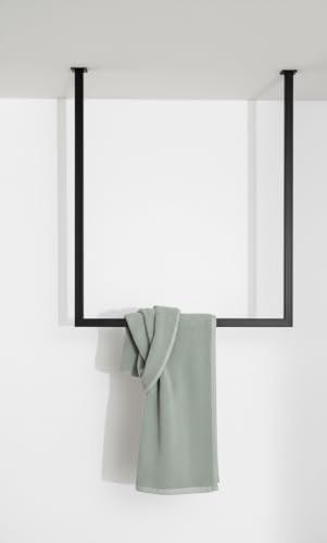 Appendiabiti da Soffitto FIRO 60×60 cm in Acciaio Nero Opaco – Barra Appendiabiti Sospesa Salvaspazio dal Design Industriale per Ingresso, Corridoio o Guardaroba – Made in Italy