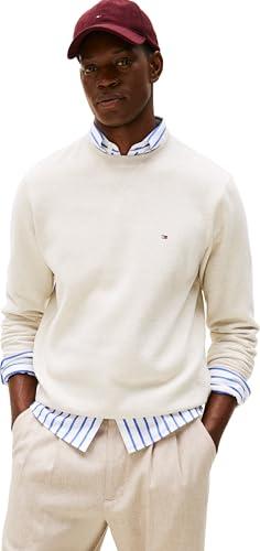 Tommy Hilfiger Uomo Felpa Seasonal Fleece con Scollo Rotondo, Beige (Heathered Oatmilk), S
