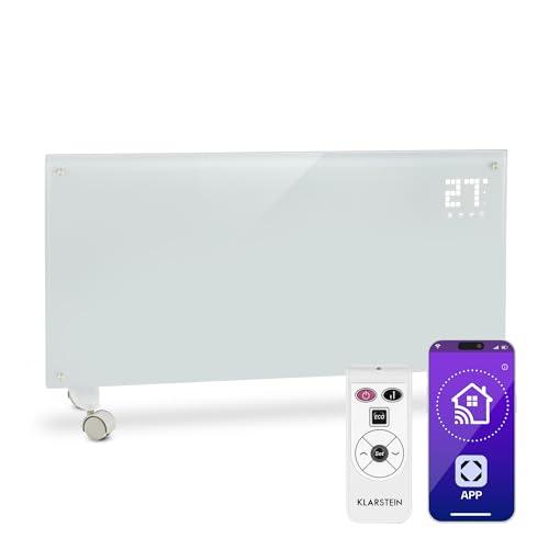 Klarstein Stufa Elettrica a Parete Basso Consumo, 2000W, Termoconvettore Smart con Rotelle, Termosifone Portatile con Termostato, per Casa