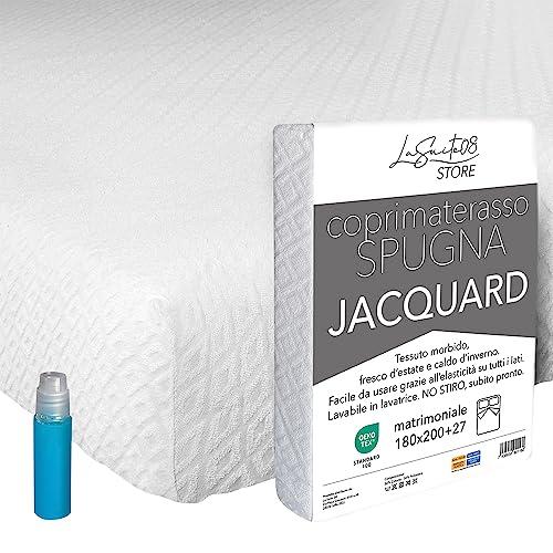 LA SUITE 08 STORE Coprimaterasso Matrimoniale 180x200 Elastico in Spugna con Angoli - Proteggi Materasso Antiacaro - Lavabile - Regolabile