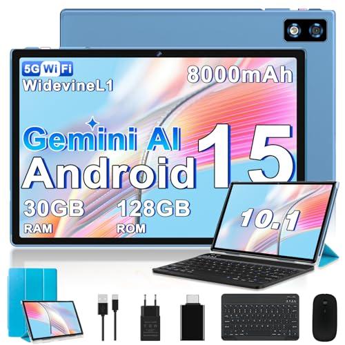 2026 ultimo Tablet 10 Pollici Android 15 Con 5G WiFi Octa-Core 2.0GHz, Gemini AI tablet, 30GB RAM+128GB ROM, 8000mAh, GPS, BT5, OTG, Widevine L1 - tablet in offerta con Tastiera, Mouse, Custodia - blu