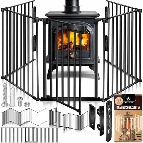 KESSER® Cancelletto di protezione per camino con porta in metallo, per sicurezza per bambini,