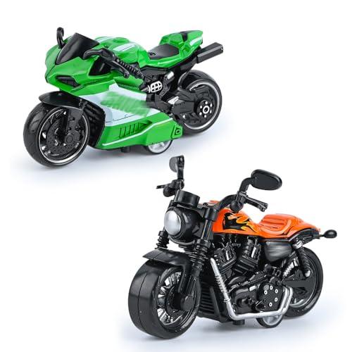SHDIEHJFMLDH 2 Pcs Moto Giocattolo,Tirare Indietro la Motocicletta,Motocicletta in Lega,Simulazione Moto Giocattolo Per Giochi Educativi Per Bambini, Ragazzi E Ragazze, Regalo Per Feste Di Compleanno