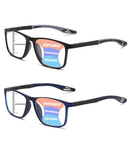 Hubeye Occhiali da lettura sportivo da uomo e donna Lettori ultraleggero TR90 Confortevole Flessibile Occhiali anti luce blu (Nero+Blu, 2.50)