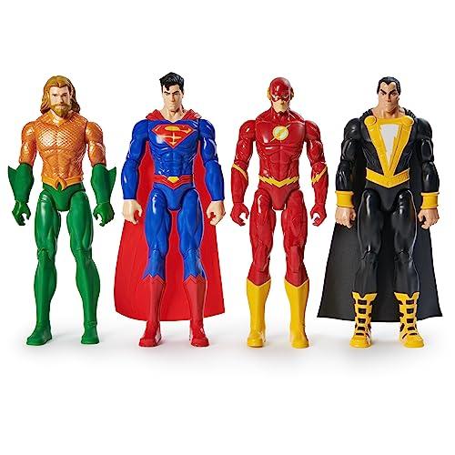 DC Comics, Action Figure 4 Pack, Aquaman, Superman, The Flash, Black Adam, 30,5 cm, giocattoli da collezione per bambini per ragazzi e ragazze, età 3+