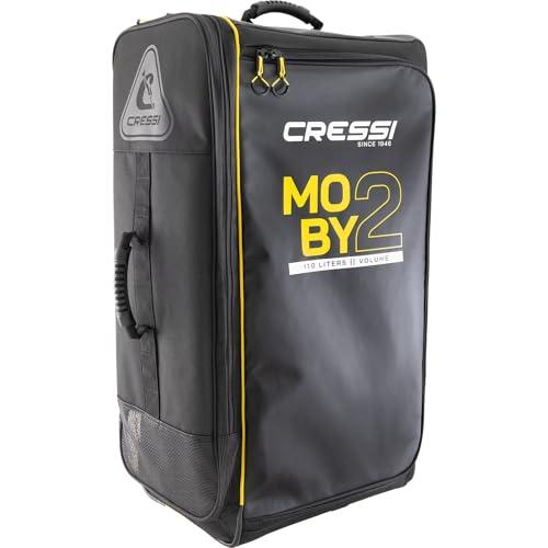 Cressi Moby 2 Trolley Bag - Borsa Trolley Robusta e Spaziosa Ideale per Attivita' Sportive e Viaggi, Nero/Giallo, 110 L, Unisex