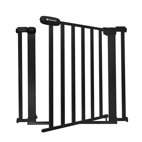 Kinderkraft LOCK&GO Cancelletto di sicurezza da 75-103 cm, Chiude automaticamente di 90 gradi, Doppio dispositivo di sicurezza, Previene di inciampare, Nero