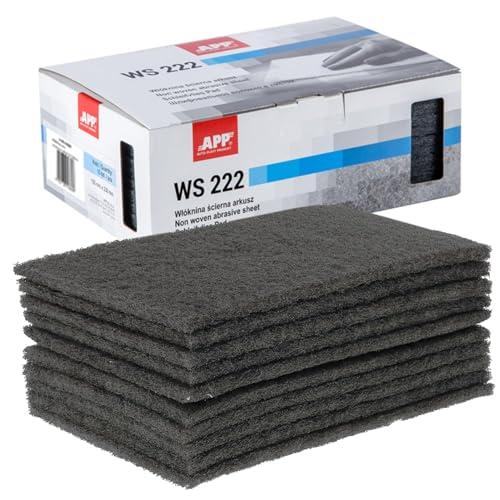 APP WS 222 - Carta abrasiva in tessuto non tessuto, lotto da 10, 150 x 230 mm, grigio | Lana abrasiva a grana fine per levigatrici su legno, metallo, acciaio e acciaio inossidabile, grana: 600-800
