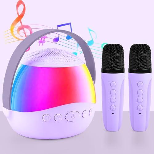 Karaoke, Diealles Shine Portatile Cassa Karaoke con 2 Microfoni, Cassa con Microfono con Luce LED ed Effetti di Cambio Voce, Microfono Bambini per Ragazzi e Ragazze