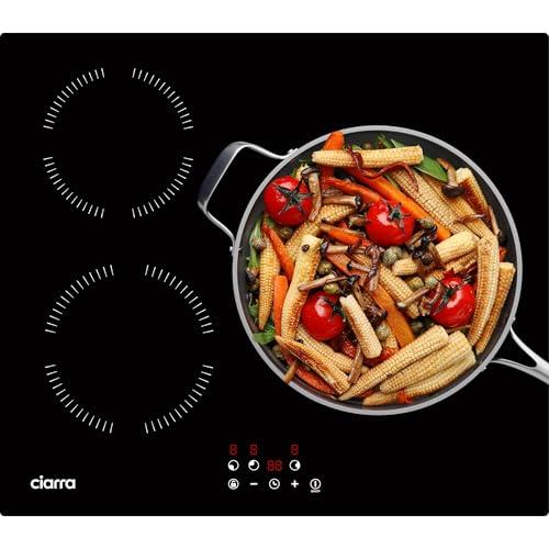 CIARRA Piano Cottura Induzione, 3 Zone di Cottura, 59cm, Piano Induzione in Vetroceramica, Controllo Touch, Timer, Sicurezza Bambini, CABBIH3-A