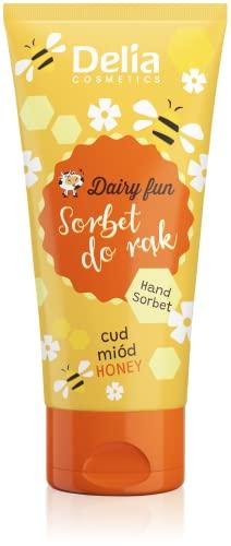 Delia Cosmetics - Dairy Fun - Sorbetto per le Mani - Miele - Idrata, Nutre, Rassoda, Rigenera - Profumo Intenso - Pelle Profumata e Liscia - Estratti Naturali - 50g
