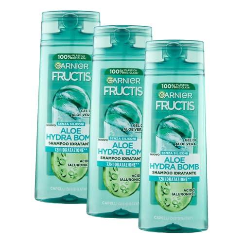 Garnier Fructis Shampoo Idratante, Per Capelli Disidratati, Con Aloe Vera, Per Capelli Sani e Districati, Aloe Hydra Bomb, 250 ml