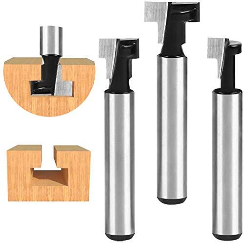 Flintronic Fresa per Scanalature a T da 8 mm,Impugnatura in 3 pezzi (7,93 / 9,52 / 12,7 mm), Taglierina per Legno con Lama, per Elettroutensili Utensili per la Lavorazione Dellegno