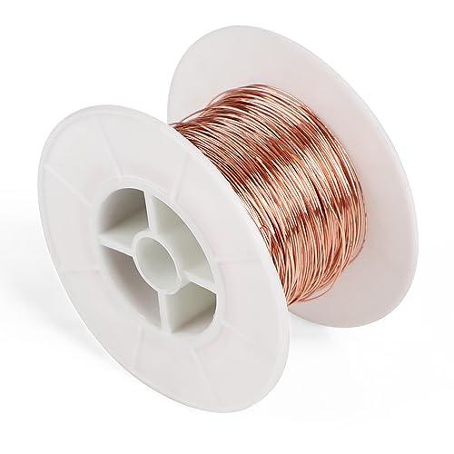 EFUTURETIME Filo di Rame Puro Nudo, ø 0.5mmx50m, T2 Filo Rame Non Smaltato per Saldatura, Esperimenti, Gioielli, Fai da Te