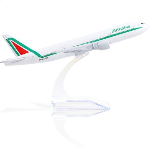 QIYUMOKE Aereo Boeing 777 in Metallo Pressofuso, Scala 1:400, Kit con Supporto, Regalo per Appassionati di Aviazione e Collezionisti