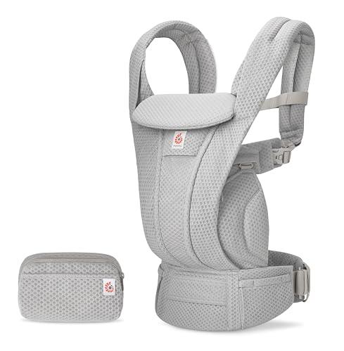 Ergobaby Omni Deluxe - Marsupio per neonati fino a 20 kg, ergonomico a 4 posizioni in rete, sistema da viaggio, grigio perla