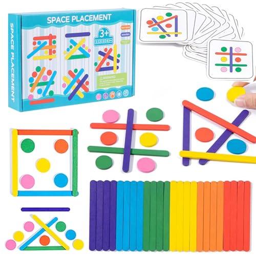 Jastown Rainbow stick puzzle game,puzzle bambini 3 4 5 6 anni,tangram legno giochi educativi 4 5 6 anni,Forma Colore macthing gioco, Giocattoli educativi Montessori Regali per ragazzi e ragazze