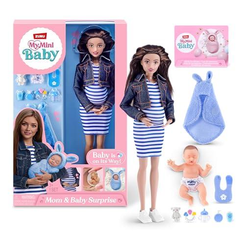 My Mini Mom & Baby Surprise (Maria) di ZURU – Bambola mamma incinta con neonato, copertina e accessori per bebè, gioco realistico di cura per bambine e collezionisti