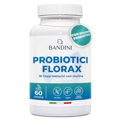 Bandini® FLORAX PROBIOTICS | Fermenti Lattici Probiotici per l'intestino - 20 Miliardi UFC - 18 Ceppi Batterici tra cui Lactobacillus, BifidoBacterium - Probiotico naturale - 60 Capsule per 60 Giorni