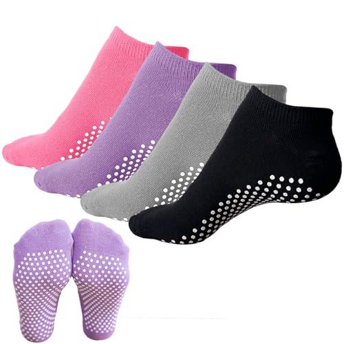 KEYRI 4 Paia Antiscivolo Calze Per Donne e Uomini Calzini Yoga Pilates Per Arti Marziali Fitness Barre Danza Ginnastica Calzini Pilates Calze Con Grip Senza Dita, Taglia Unica (Colore)