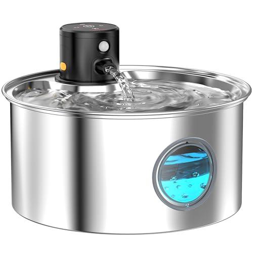 Fontanella per Gatti senza Fili Acciaio: Fontana per Gatti con Sensore di Movimento - Fontanella per Cani a Batteria - 3.2L Fontanella Gatto Automatico - Dispenser Acqua Animali - Distributore Acqua