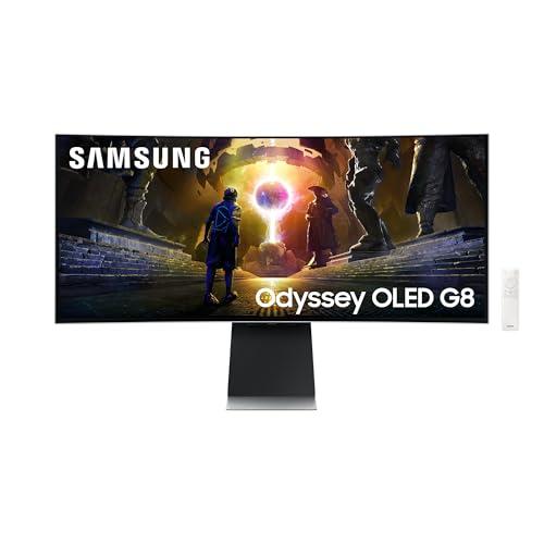 Samsung Monitor Gaming Odyssey OLED G8 (S34DG850), Curvo (1800R), 34'', 3440x1440 (WQHD), 21:9, HDR10+, OLED, 175Hz, 0,03ms (GtG), Freesync Premium Pro, HDMI, USB, DP, WiFi, Casse, HAS