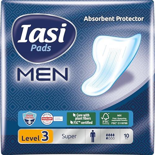 IASI MEN Super, Livello di Protezione 3, Scudi Assorbenti per perdite urinarie maschili lievi e moderate, 10 Unità