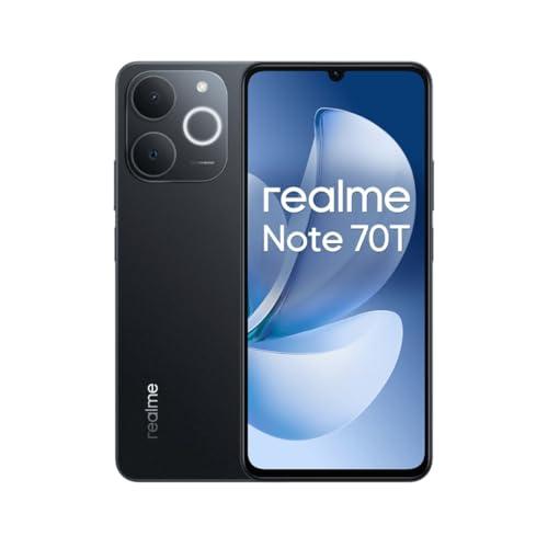 realme Note 70T Smartphone, 4+256GB, Batteria di lunga durata da 6.000 mAh, Protezione ArmorShell™, Spessore di soli 7,94 mm, Fino a 4+8 GB di RAM dinamica, NEXT AI, Caricabatterie non incluso, Nero