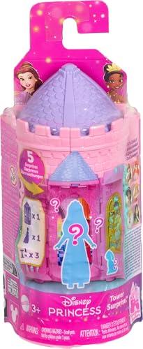 Mattel Disney Princess Tower Surprise Piccole bambole e accessori, impilabile Playset con 4 sorprese e amici di Disney Movies (gli stili possono variare)