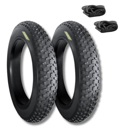 2 COPERTONI 20 X 4.0 + CAMERE D’ARIA COPPIA PNEUMATICI TASSELLATI PER FAT BIKE E-BIKE GOMME 20'' MTB CON RUOTE FAT