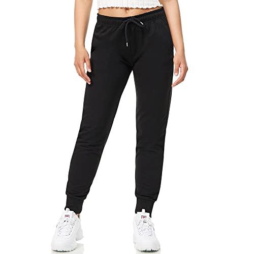 ROSS CAMP Pantaloni Sportivi Donna Cotone, Pantaloni della Tuta Donna, Pantaloni Estivi Donna, per Yoga e Fitness, Pantaloni da Donna Moderni e Comodi a Vita Alta (Nero, XL)