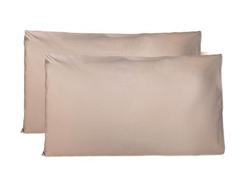 Coppia di Federe 100% Puro Cotone, Set di 2 Tessuti per Cuscino Letto, Chiusura a Busta, Tinta Unita, Misura Standard 50x80 CM