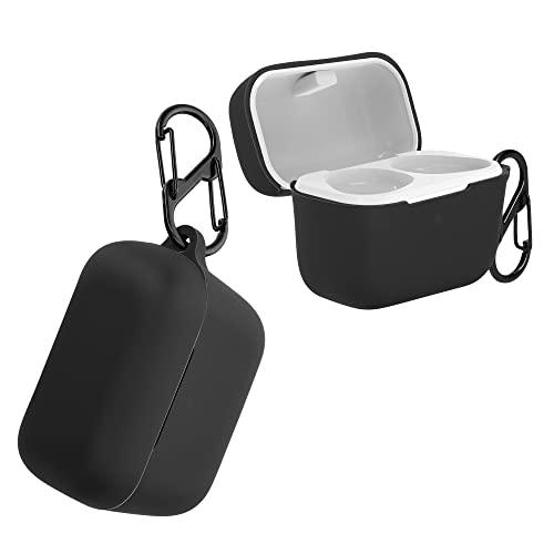 kwmobile Custodia Silicone Cuffie Compatibile con Sennheiser CX True Wireless Cover - Custodia Porta Auricolari con Moschettone - Case nero