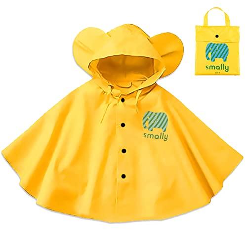 Gudotra Impermeabile Pioggia Incappucciati Poncho Antipioggia Bambini Giallo Unisex Mantellina Pioggia per Bambino Bambina 1-5 Anni
