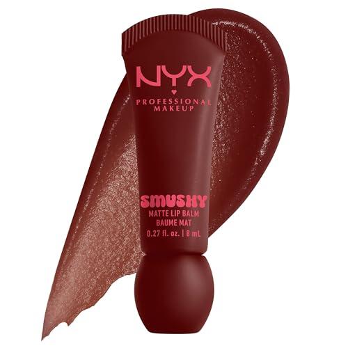 NYX Professional Makeup Balsamo Labbra Profumato, Labbra Morbide e Idratate, Effetto Soft Matte, Con Polvere di Riso di Mochi e Ceramidi, Smushy Matte, Tonalità: Smudge Fudge, 8 ml