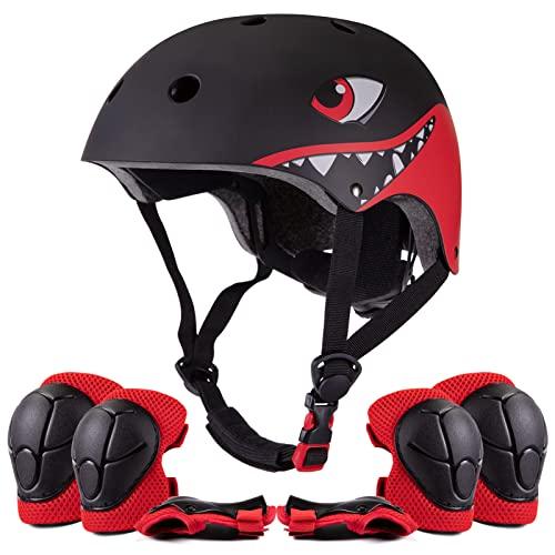 Set di Protezione Casco Bici Ginocchiere e Gomitiere per Bambini 2 3 4 5 Anni, Casco Skateboard Protezione Pattini per Bambino Bambina