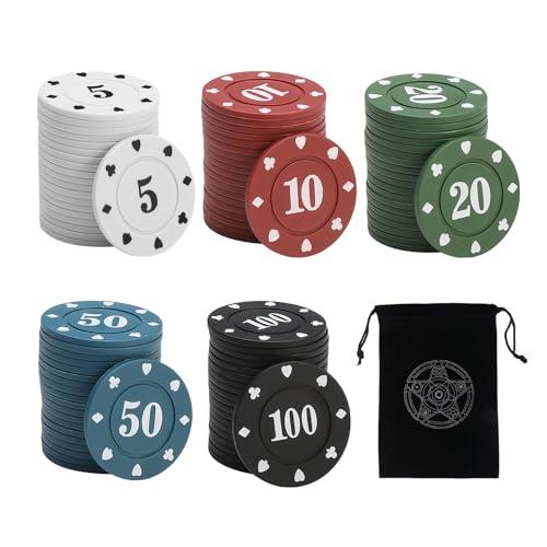 KSBBHDS 100 fiches da poker con 5 colori e borsa portaoggetti