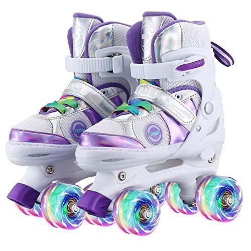 Sumeber Pattino a rotelle per bambini con lunghezza regolabile Pattini a rotelle per bambini all'aperto e interno con le ruote di PU lampeggianti (purple, S(EU31-34))