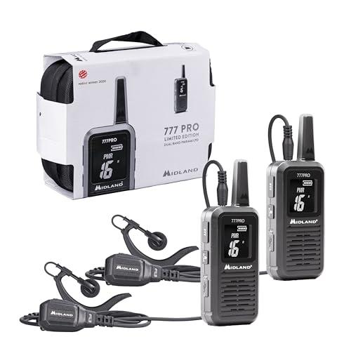 Midland - Walkie Talkie 777 Pro Limited Edition, 2 Ricetrasmittenti 85 Canali PMR446/LPD, 38 CTCSS, VOX, 2 Batterie, Display LED, 2 Cuffie MA21-777 Pro, Caricatore Doppio, 1 Cavo MicroUSB, Valigetta