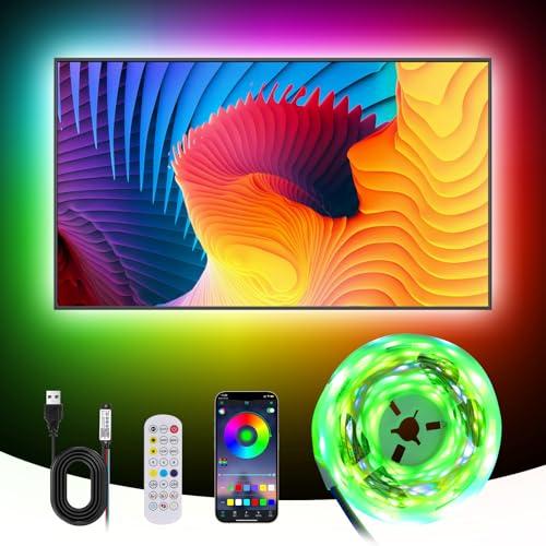 Liwqolx Retroilluminazione LED TV, RGBIC Striscia LED 5 metri, con APP & 2.4G RF Telecomando Controllo, TV LED Illuminazione per 65 a 75 pollici, USB integrati IC per TV PC Sala giochi