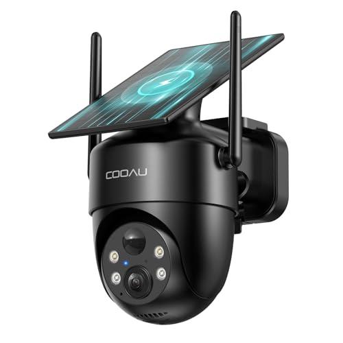 COOAU 2K Telecamera Wi-Fi Esterno Senza Fili,Videocamera Sorveglianza Esterno con Batteria,Ricaricabile a Bassa Luminosità, Facile da Installare,Visione Notturna a Colori,Rilevamento PIR,360° PTZ